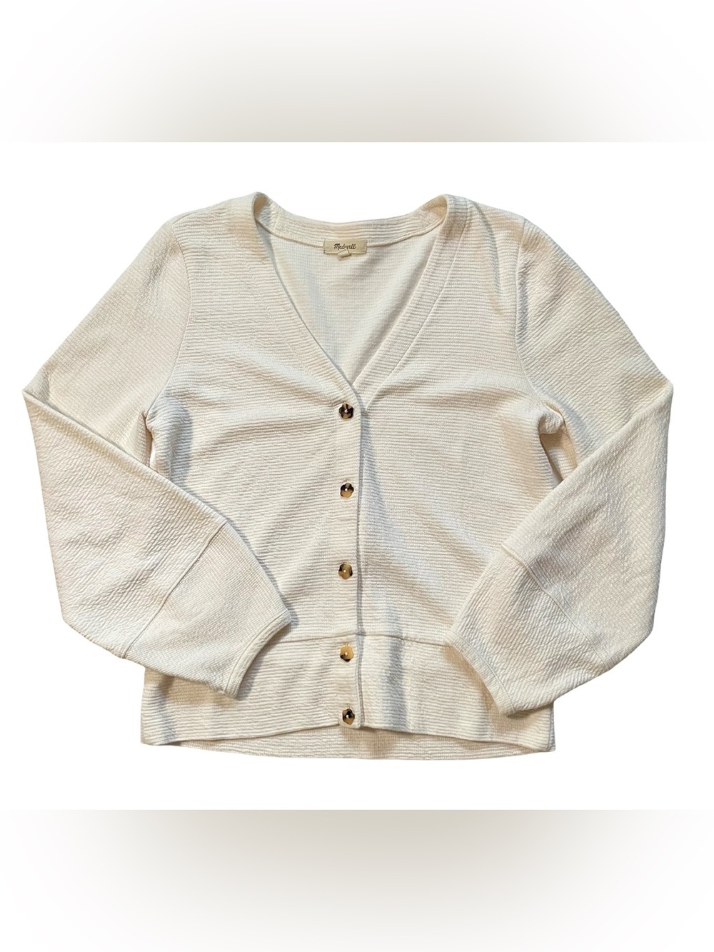 Madewell Ivory Textured Button Front Cardigan Sweater - Picture 2 of 5